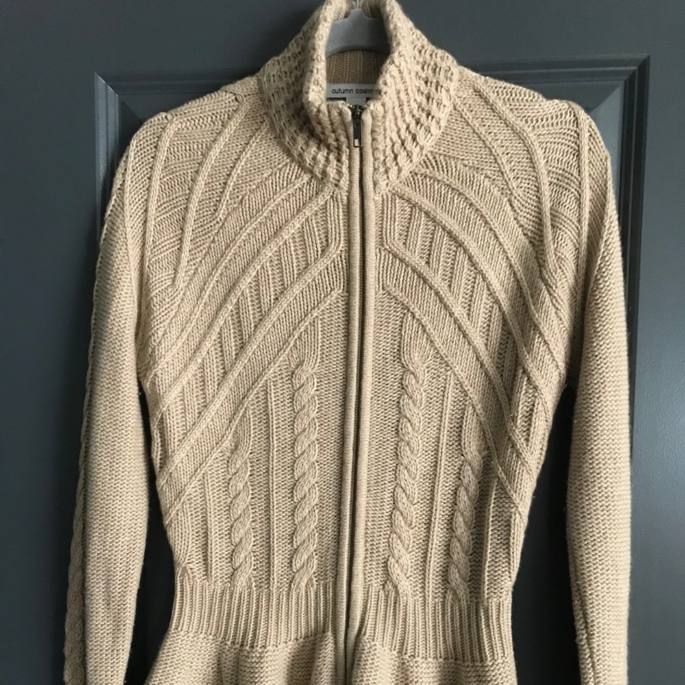 Autumn cashmere beige / camel zip cardigan -M - Picture 2 of 7